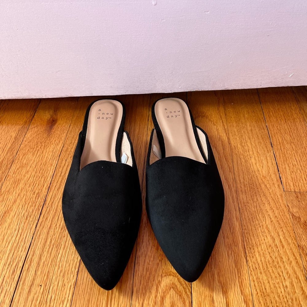 Suede pointed toed flats